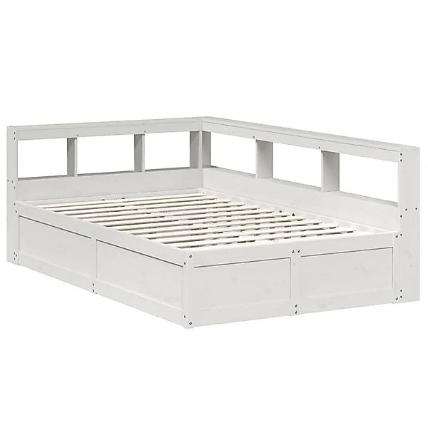 vidaXL Massivholzbett mit Regal ohne Matratze Weiß 140x190 cm Kiefer 332447 günstig online kaufen