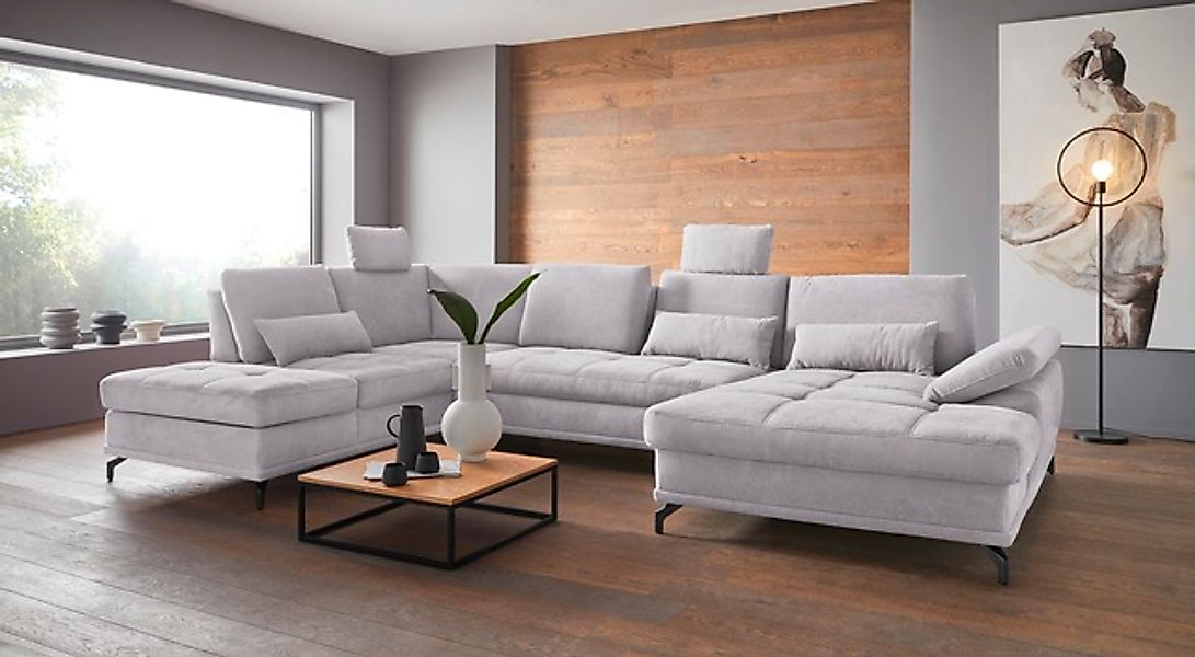 PLACES OF STYLE Wohnlandschaft »Costello U-Form, B: 363 cm mit Sitztiefen-, günstig online kaufen