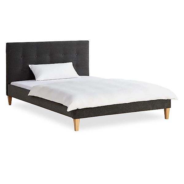 Homestyle4u Polsterbett 140x200 cm mit Matratze Samt Anthrazit Doppelbett G günstig online kaufen