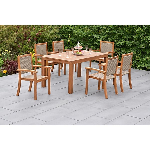 Merxx Castilla Set 7-tlg. mit Gartentisch Ausziehbar 150/200 x 90 cm günstig online kaufen