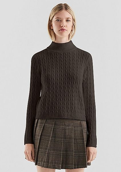 QS Longpullover Strickpullover Pullover mit Zopfmuster günstig online kaufen