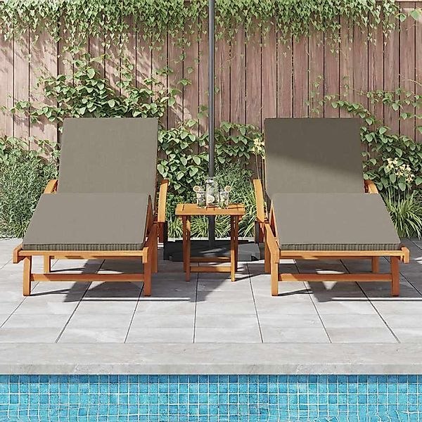 vidaXL Gartenliege Sonnenliege 2 pcs Taupe günstig online kaufen