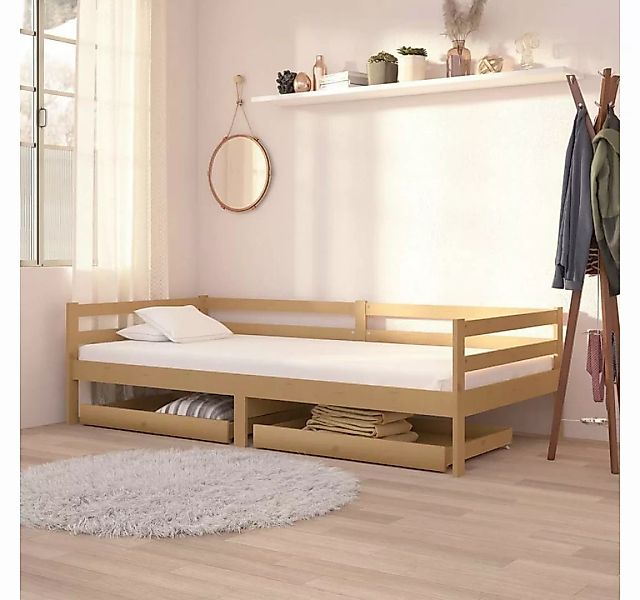 vidaXL Bett Tagesbett mit Schubladen 90x200 cm Honigbraun Massivholz Kiefer günstig online kaufen