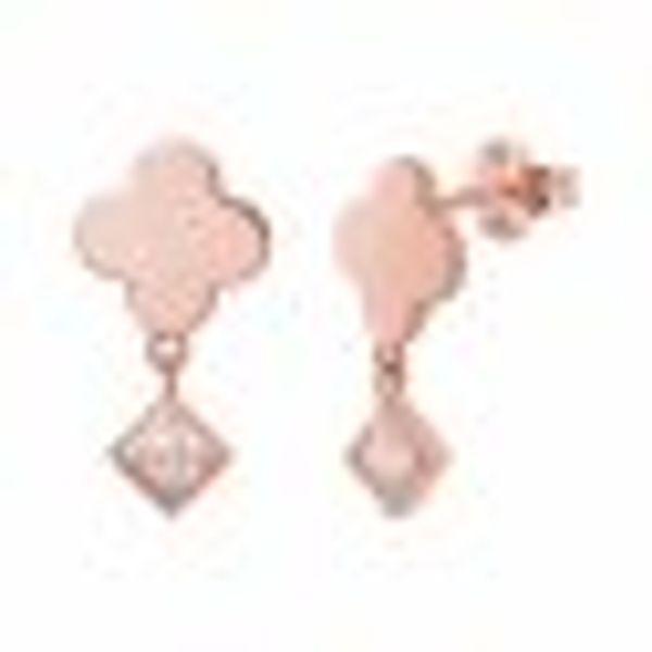 Ohrstecker 925 Silber rosé vergoldet Kleeblatt Zirkonia Anhänger günstig online kaufen