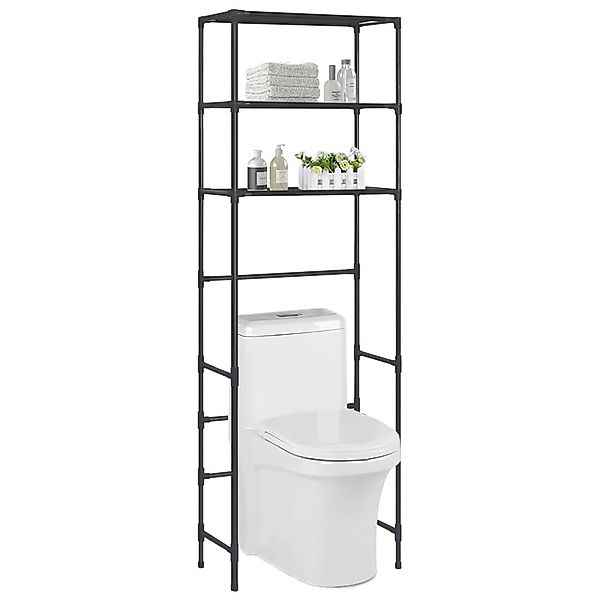 vidaXL Regal, Toilettenregal 3 Ablagen Schwarz günstig online kaufen
