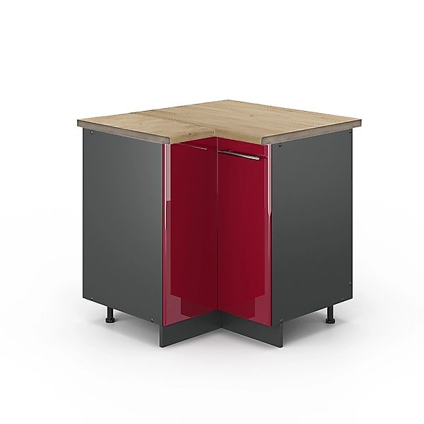 Vicco Eckunterschrank Fame-Line Bordeaux Hochglanz/Anthrazit 81 cm AP Eiche günstig online kaufen