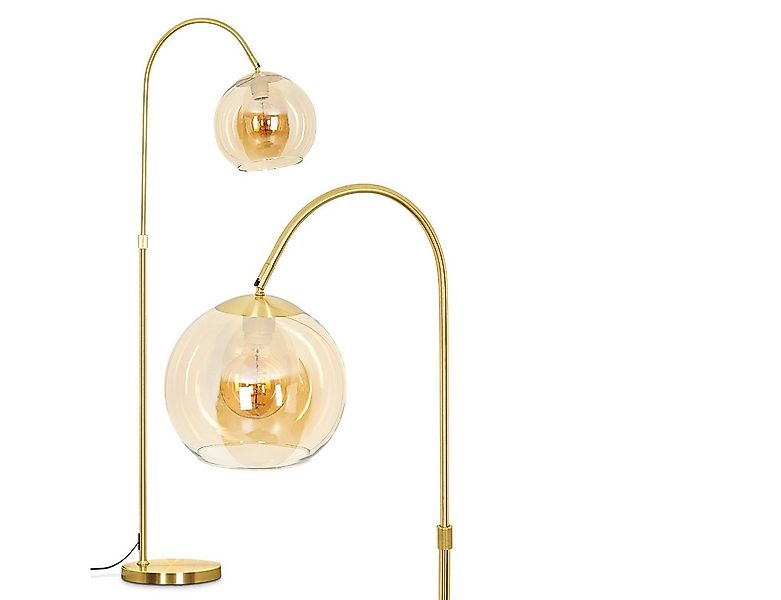 hofstein Stehlampe Stehlampe aus Metall/Glas in Messing/Bernstein, ohne Leu günstig online kaufen