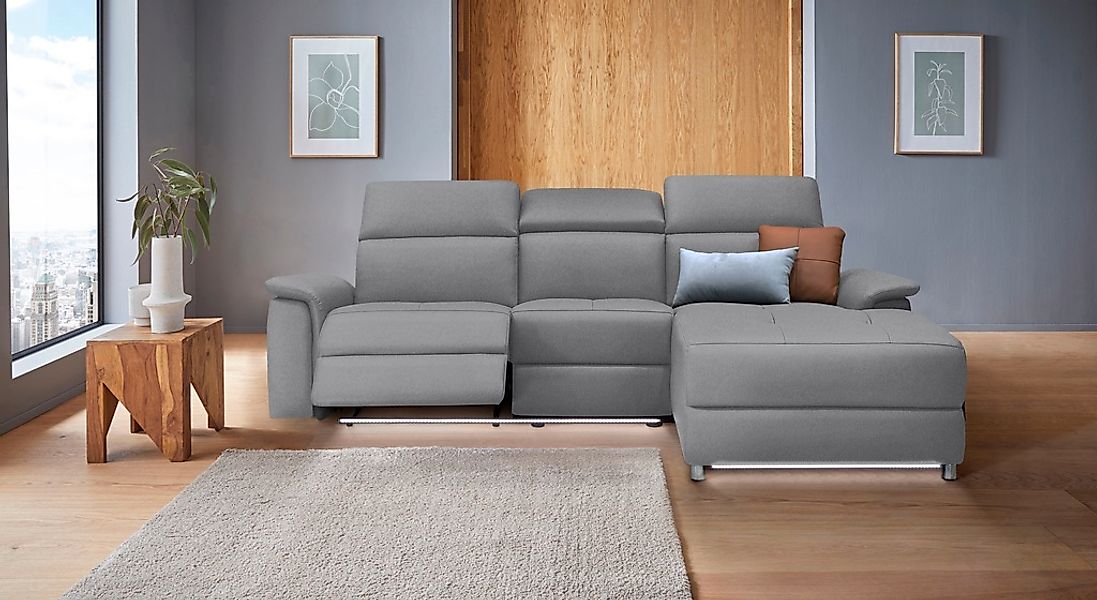 Home affaire Ecksofa "Pareli, L-Form, 259cm,m. Recamiere, Echtleder, Kunstl günstig online kaufen