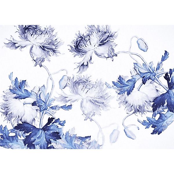 Komar Fototapete Blue Silhouettes Blau 350 x 250 cm 610023 günstig online kaufen
