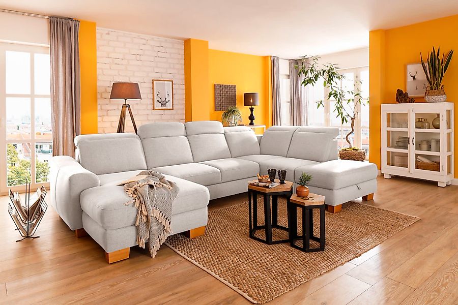 Home affaire Wohnlandschaft "Dundee U-Form" wahlweise mit Kopfteilverstellu günstig online kaufen