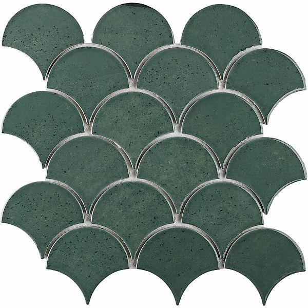 Mosaikmatte Castello Fächer Keramik Dunkelgrün 29,2 cm x 30,3 cm günstig online kaufen