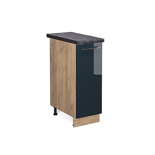 Vicco Apothekerschrank Fame-Line Dunkelblau Hochglanz/Goldkraft Eiche 30 cm günstig online kaufen