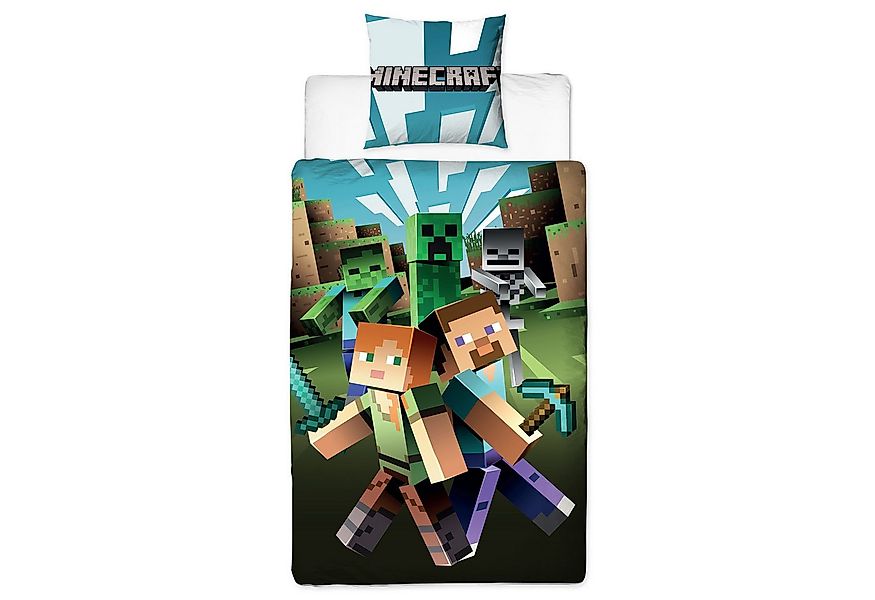 BERONAGE Kinderbettwäsche Minecraft City Bettwäsche Linon / Renforcé, 100% günstig online kaufen