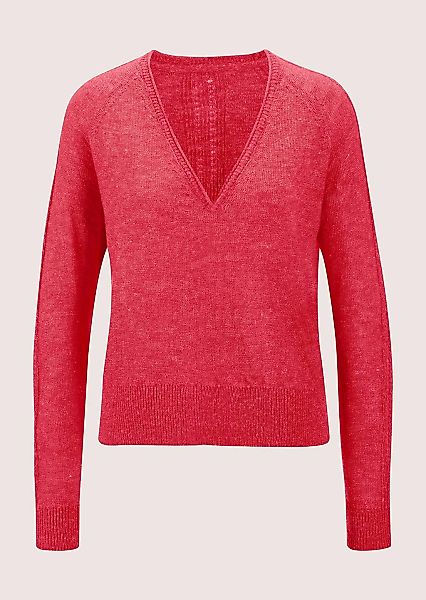MADELEINE Longpullover "Pullover V-Pullover mit Pointelle-Muster" günstig online kaufen