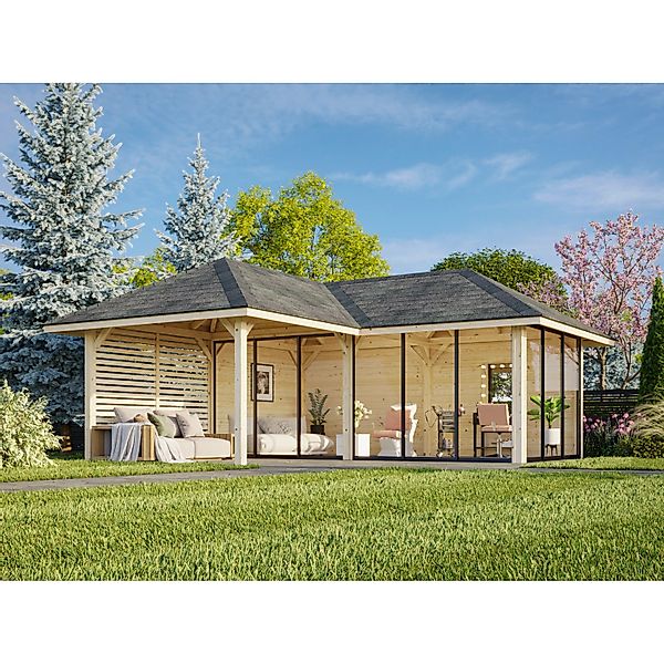 Palmako Pavillon Bianca Set 514 Slide Plus 588 x 588 cm Lackiert Weiß FSC® günstig online kaufen