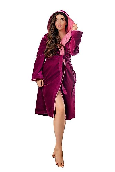 KLASBROOK Damenbademantel Lina, Kapuze, mit Kapuze aus 100% Baumwolle, Tasc günstig online kaufen