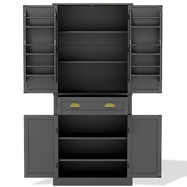 Küchenschrank Moderner schwarz 182 cm mit Stauraum 4 Türen 1 Schublade 6 St günstig online kaufen