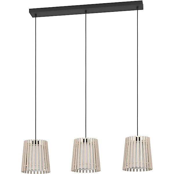Eglo Pendelleuchte Fattoria 3-flammig 40 W Weiß Schwarz-Braun günstig online kaufen