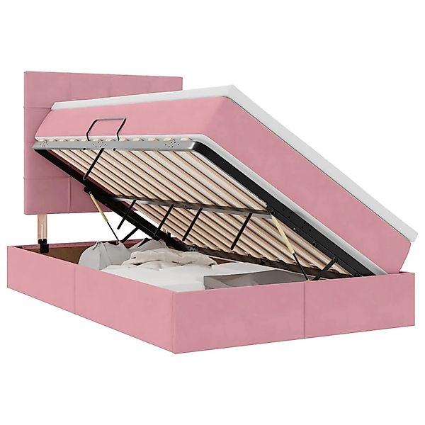 vidaXL Bett mit Stauraum und LED mit Matratze Rosa 120 x 190 cm Samt 337202 günstig online kaufen