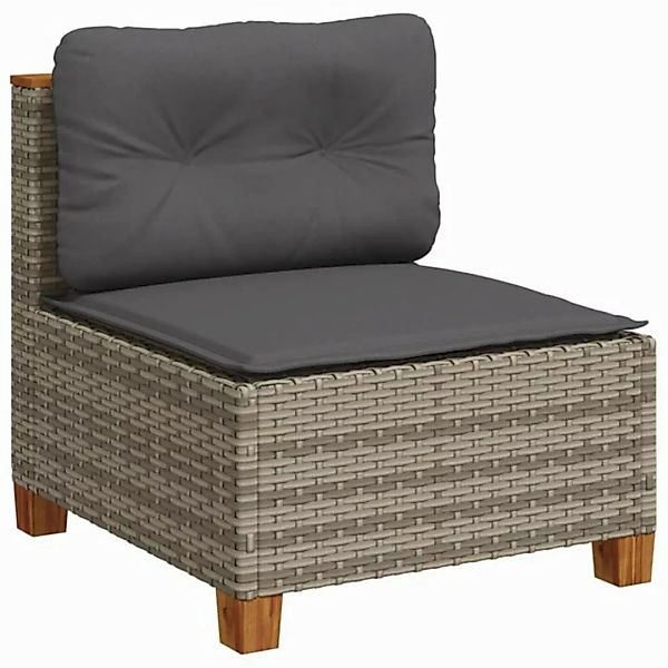 vidaXL Sofa, Gartensofa ohne Armlehnen mit Kissen Grau Poly Rattan günstig online kaufen