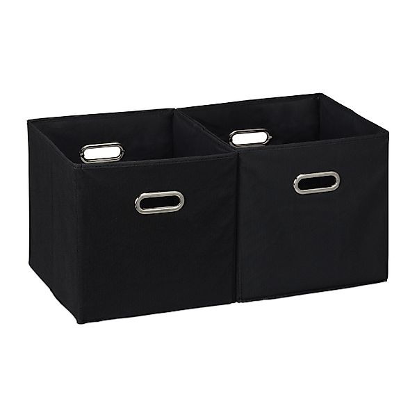 relaxdays Aufbewahrungsbox Stoff 2er Set, Schwarz günstig online kaufen