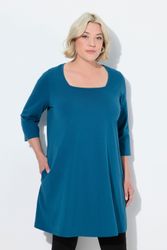 Ulla Popken Longshirt Longshirt A-Linie Carré-Ausschnitt günstig online kaufen