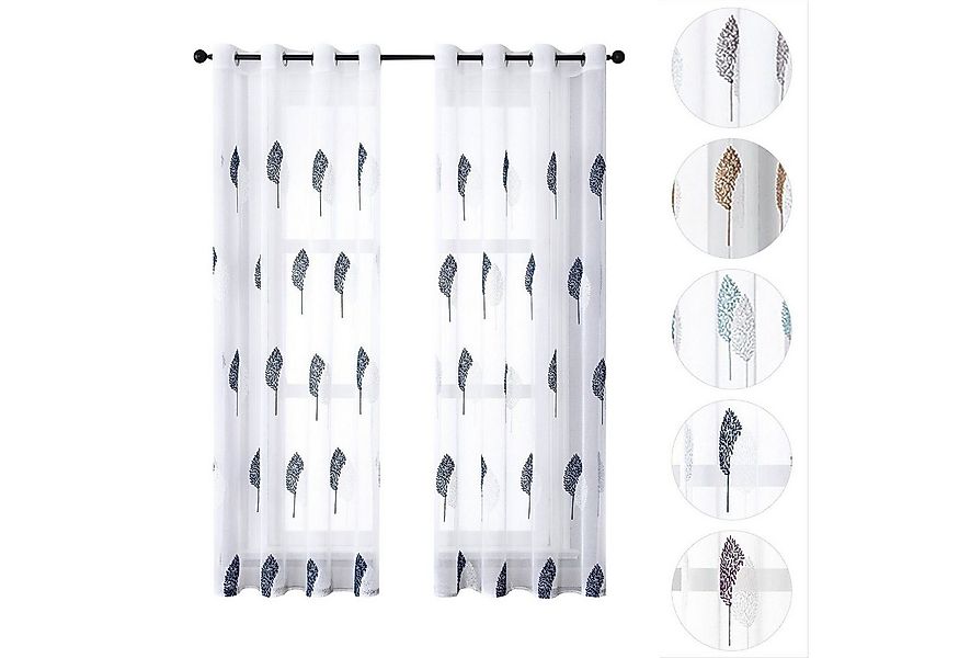 BYSURE Vorhang (2 St), Ösen, transparent, Polyester, Blätter Muster, Sticke günstig online kaufen