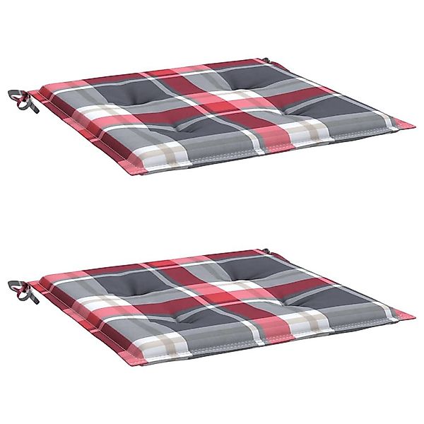 vidaXL Sitzauflage Gartenstuhl-Kissen 2Stk. Rot Karomuster günstig online kaufen