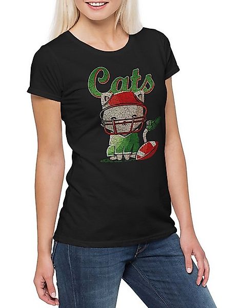 Urban Backwoods Print-Shirt Cats Football Damen T-Shirt Katzen Kätzchen Kat günstig online kaufen