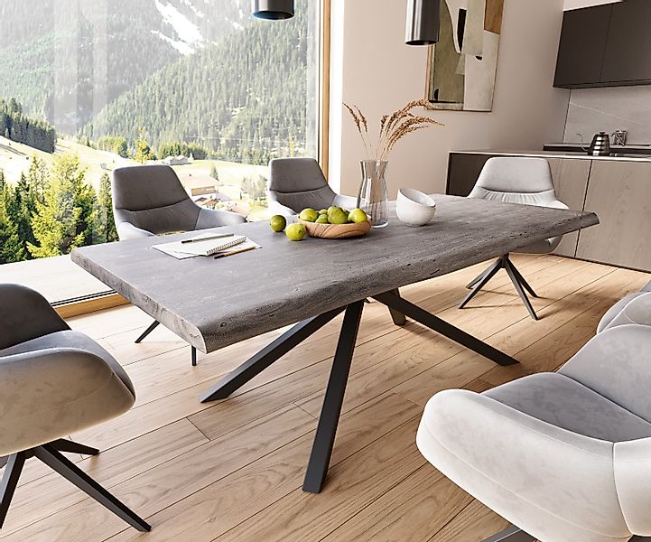 DELIFE Esstisch Edge, Akazie Platin 220x100 günstig online kaufen