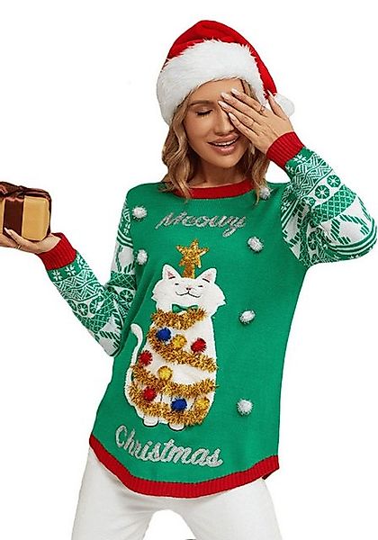 YRIIOMO Strickpullover Gemütlicher Weihnachts Pullover mit Jacquard Muster günstig online kaufen