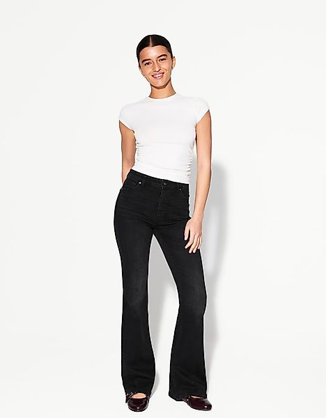 Bershka Jeans-Schlaghose Damen 34 Schwarz günstig online kaufen