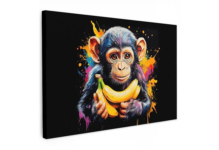 OneMillionCanvasses® Leinwandbild Affe - Graffiti - Farbenfroh - Bananen - günstig online kaufen