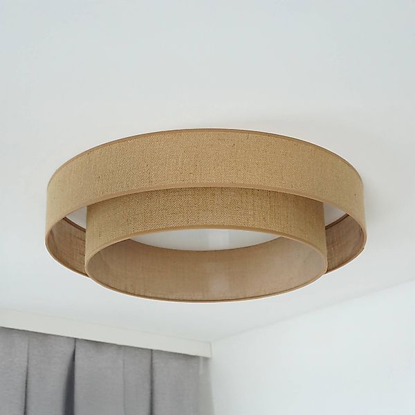 LED-Deckenleuchte Luneta, Jute, braun, Ø 60 cm, 3-step-dim günstig online kaufen