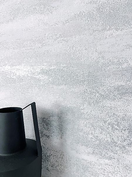 Newroom Vliestapete, Silber Tapete Modern Putzoptik günstig online kaufen