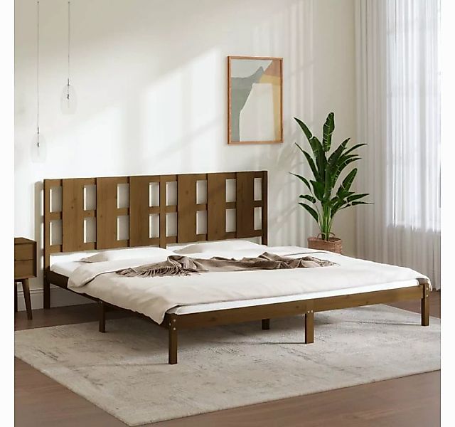 vidaXL Bettgestell Massivholzbett Honigbraun Kiefer 200x200 cm Bett Bettges günstig online kaufen