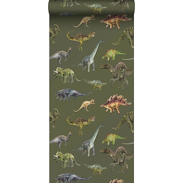 Sanders & Sanders Tapete Dinosaurier Dunkelgrün 50 X 900 Cm 935369 günstig online kaufen
