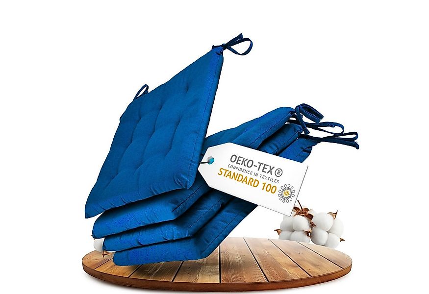 Gräfenstayn Stuhlkissen - 4er Set Sitzkissen 40×40 cm mit Haltebändern - In günstig online kaufen