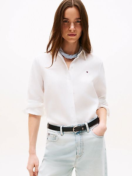Tommy Hilfiger Hemdbluse "ESS LINEN RELAXED SHIRT" mit Logostickerei,kühlen günstig online kaufen