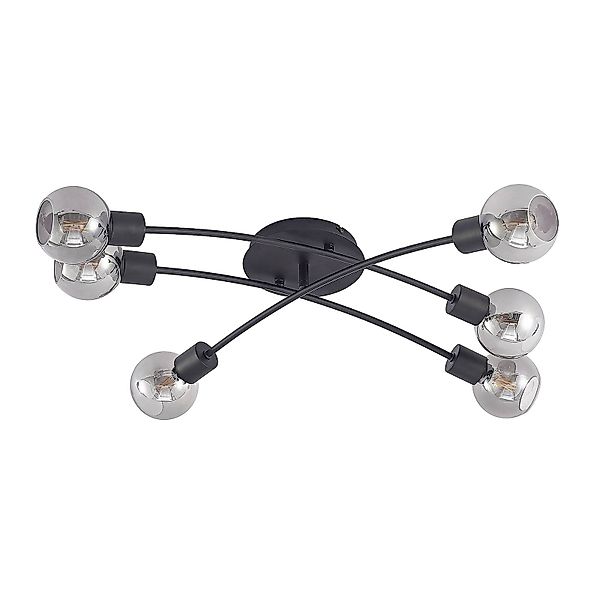 Lindby Eridia Deckenlampe schwarz 6-fl. gekreuzt günstig online kaufen