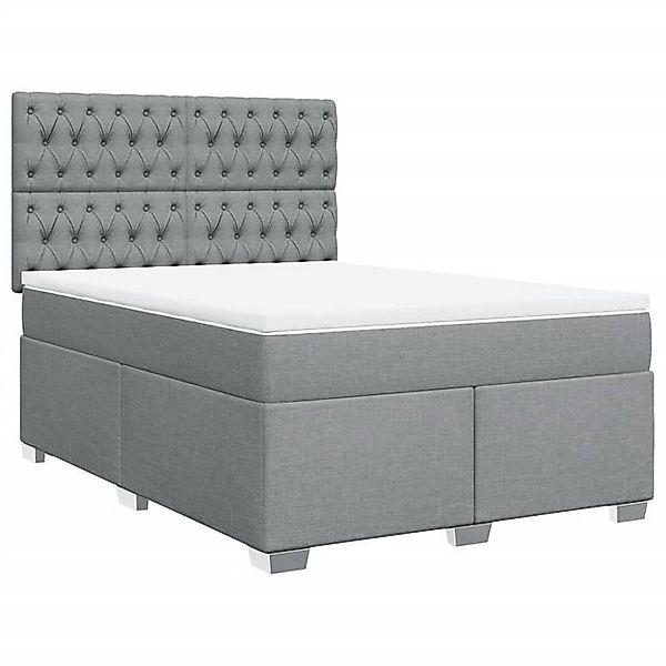 vidaXL Bett Boxspringbett mit Matratze Hellgrau 140x200 cm Stoff günstig online kaufen