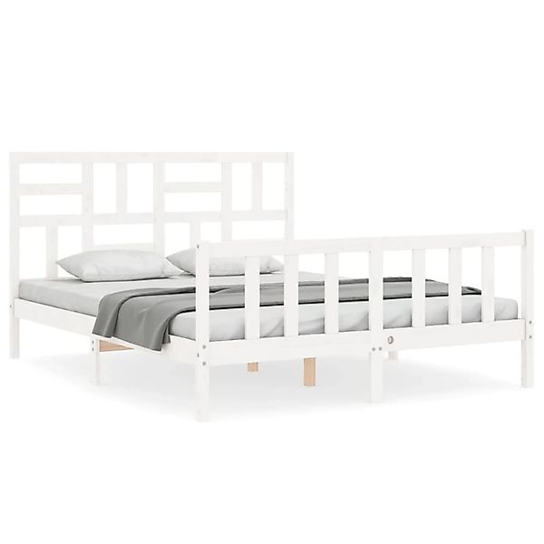 vidaXL Massivholzbett mit Kopfteil Weiß 5FT King Size1689911 günstig online kaufen