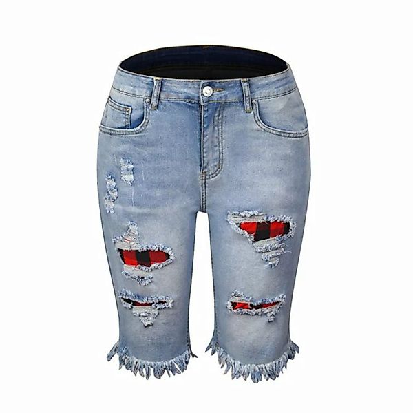 AFAZ New Trading UG Loose-fit-Jeans Sommerliche karierte, zerrissene Damens günstig online kaufen