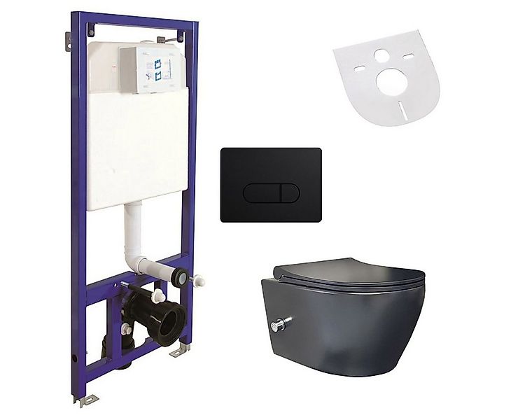 Belvit Tiefspül-WC AL66700KomplettSet, Belvit Spülrandloses Hänge-WC mit Ar günstig online kaufen