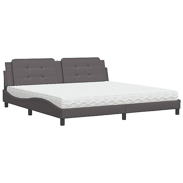 vidaXL Bettgestell, Bett mit Matratze Grau 200x200 cm Kunstleder günstig online kaufen