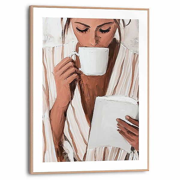 Reinders Poster "Relaxing Time", Wohnzimmer - Frau - Kaffee - Lesen - Braun günstig online kaufen
