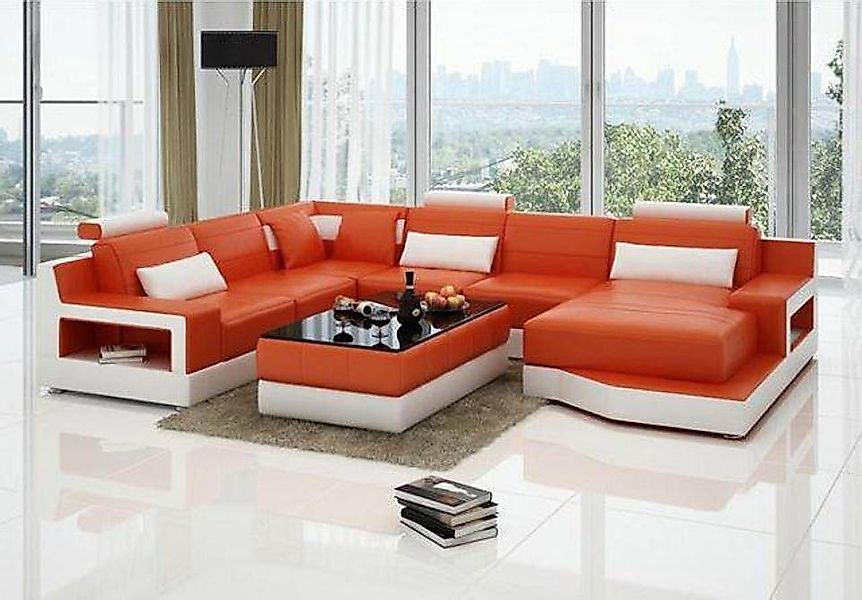 JVmoebel Ecksofa LEDERSOFA ECKSOFA COUCH GARNITUR WOHNLANDSCHAFT POLSTER BE günstig online kaufen