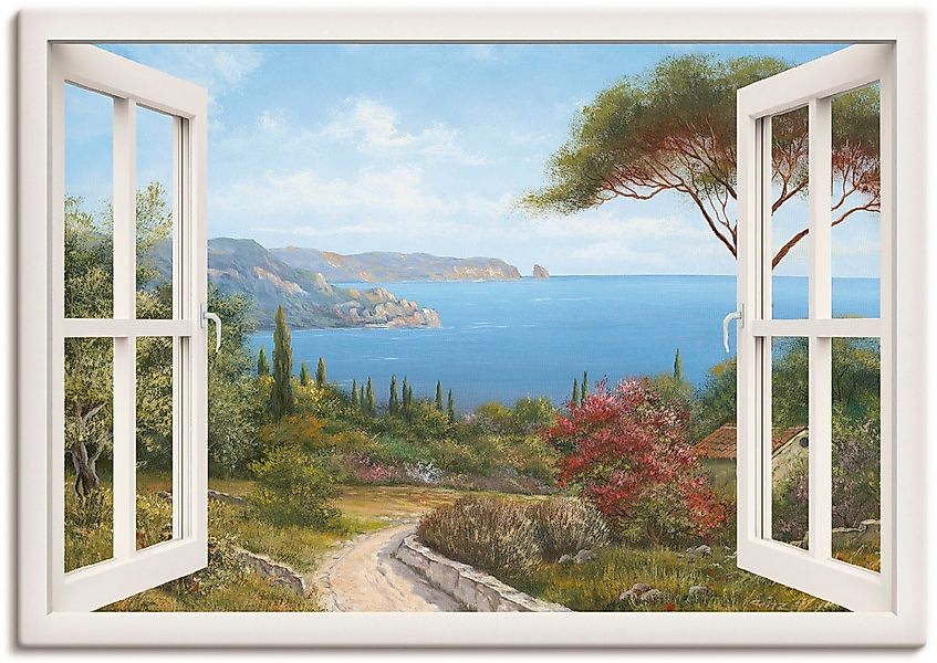 Artland "Fensterblick - Haus am Meer I" Fensterblick 1 Stk. tlg. als Leinwa günstig online kaufen