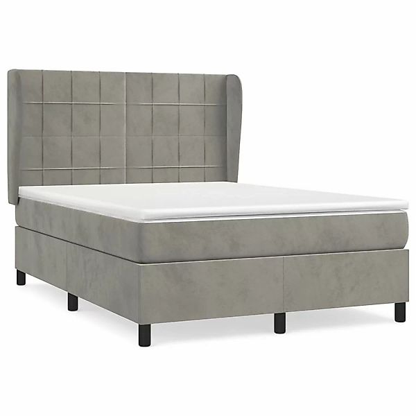 vidaXL Boxspringbett mit Matratze Hellgrau 140x200 cm Samt1372828 günstig online kaufen
