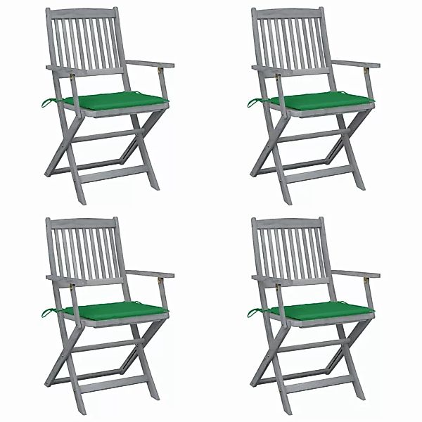 Klappbare Gartenstühle 4 Stk. Mit Sitzkissen Massivholz Akazie günstig online kaufen